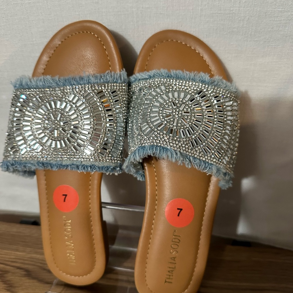 Thalia Sodi Blue Beaded Women's Sandals